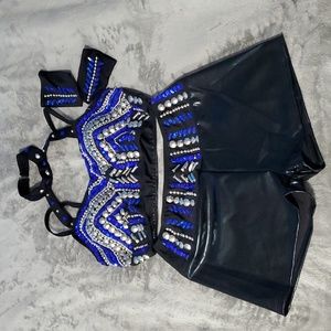 NWT Glamour Costumes 3 Pc Black Silver & Blue Accent Stones/Beaded Dance…
